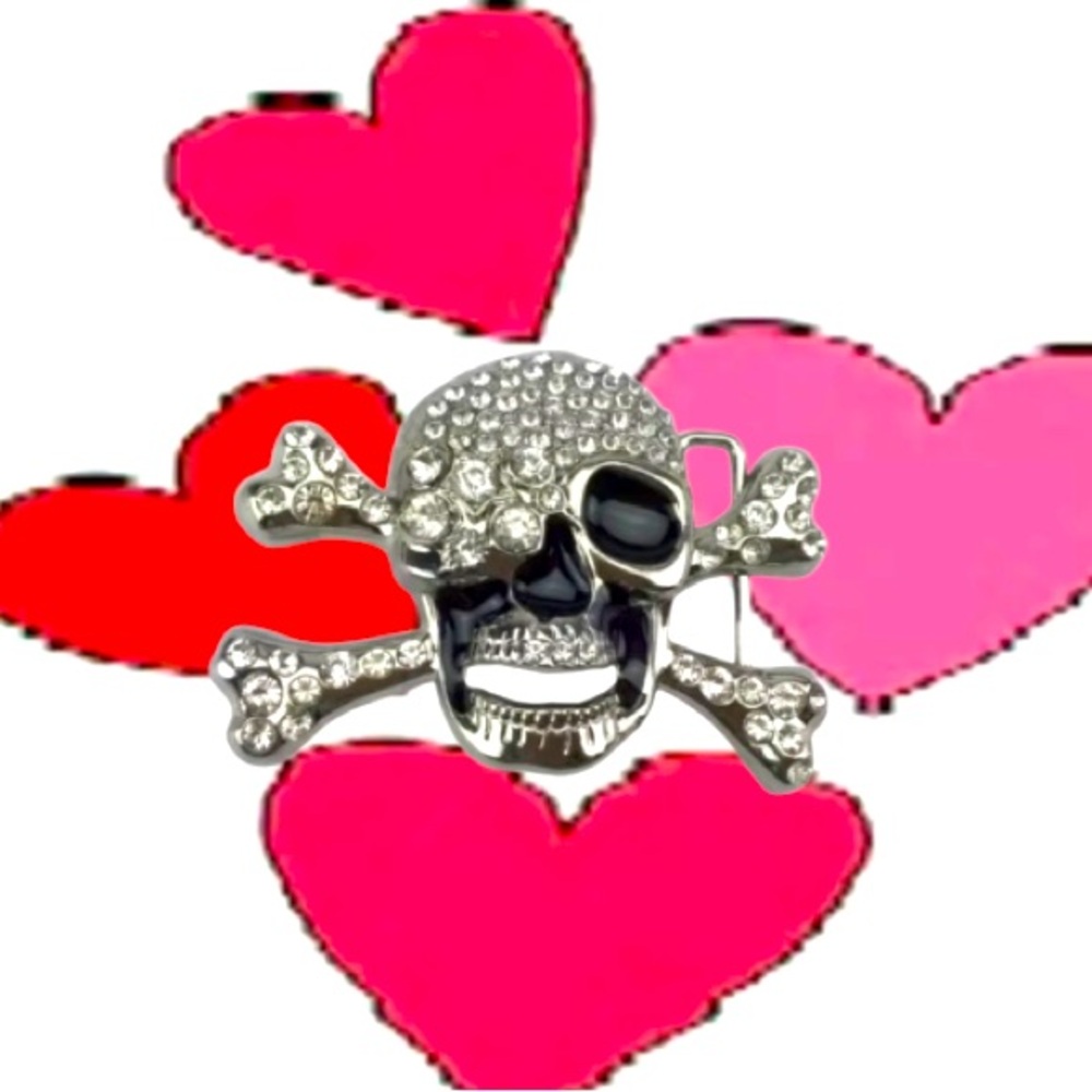 Y2K diamond studded skull belt buckle